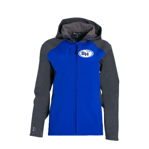 [229357.H02.XS-LOGO1] Soft Shell Full Zip Jacket - Womens (Female Adult XS, Royal, Logo 1)