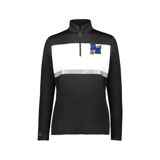 [222791.420.XS-LOGO2] Ladies Bold 1/4 Zip Pullover (Female Adult XS, Black, Logo 2)