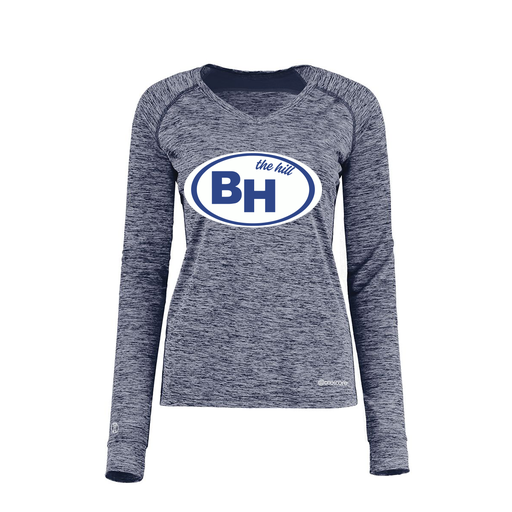 [222770.U22.XS-LOGO1] Ladies Electric Long Sleeve Shirt (Female Adult XS, Navy, Logo 1)