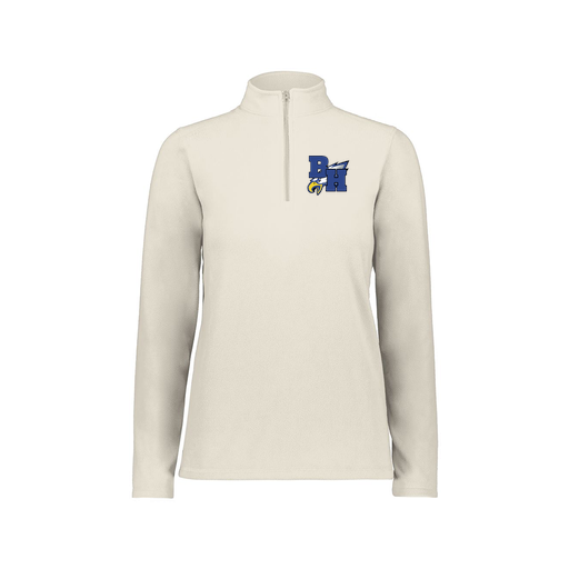 [6864.53T.XS-LOGO2] Ladies MicroFleece 1/4 Zip Pullover (Female Adult XS, White, Logo 2)