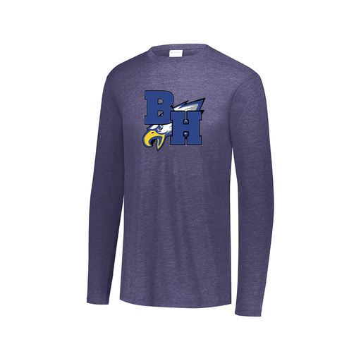 [FTLCUBNV-AXS-LOGO2] Decker Men's Tri-Blend T-Shirt - Long Sleeve (Adult XS, Navy, Logo 2)