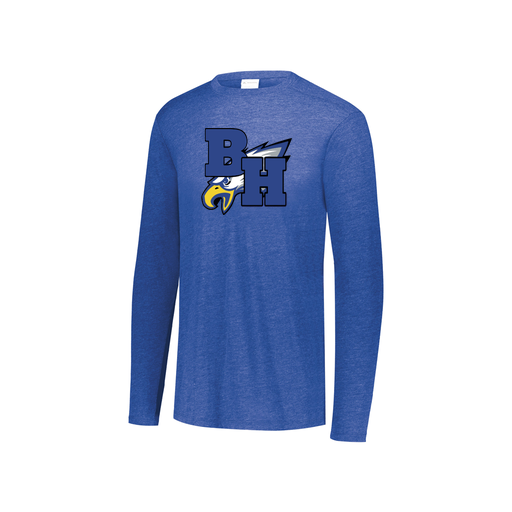 [FTLCUBRY-YS-LOGO2] Decker Youth Tri-Blend T-Shirt - Long Sleeve (Youth S, Royal, Logo 2)