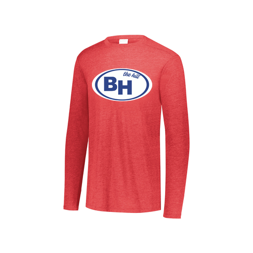 [FTLCUBRD-YS-LOGO1] Decker Youth Tri-Blend T-Shirt - Long Sleeve (Youth S, Red, Logo 1)